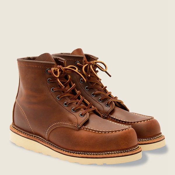 Red Wing Heritage Boots Mens Brown - Classic Moc - 6-inchr Rough & Tough Leather - 7465812-TE